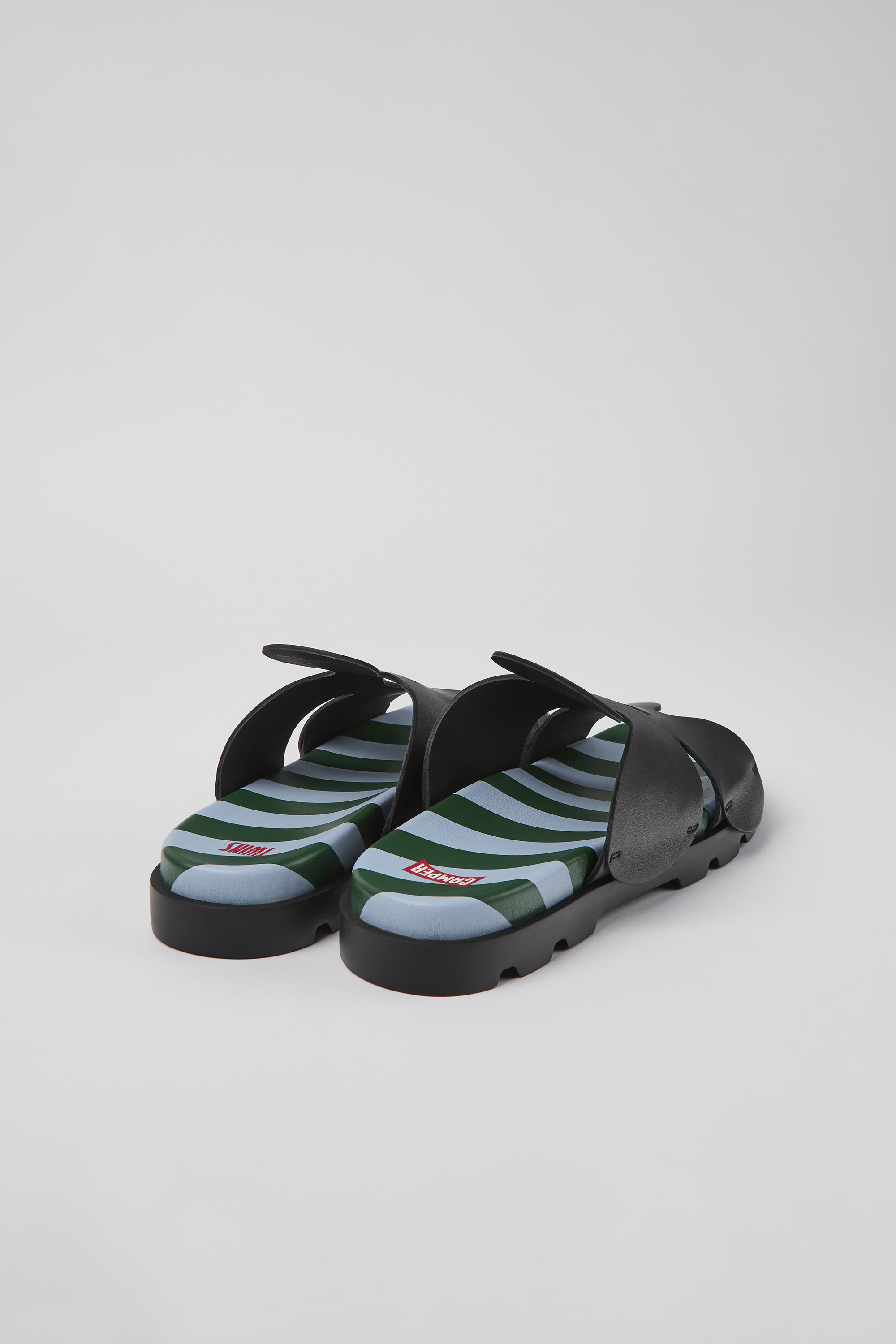 Twins - Black leather sandals for men