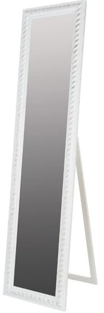 Espejo blanco Barroco Casa Padrino blanco con hermoso marco de cord¨®n blanco antiguo H. 180 cm - hecho a mano