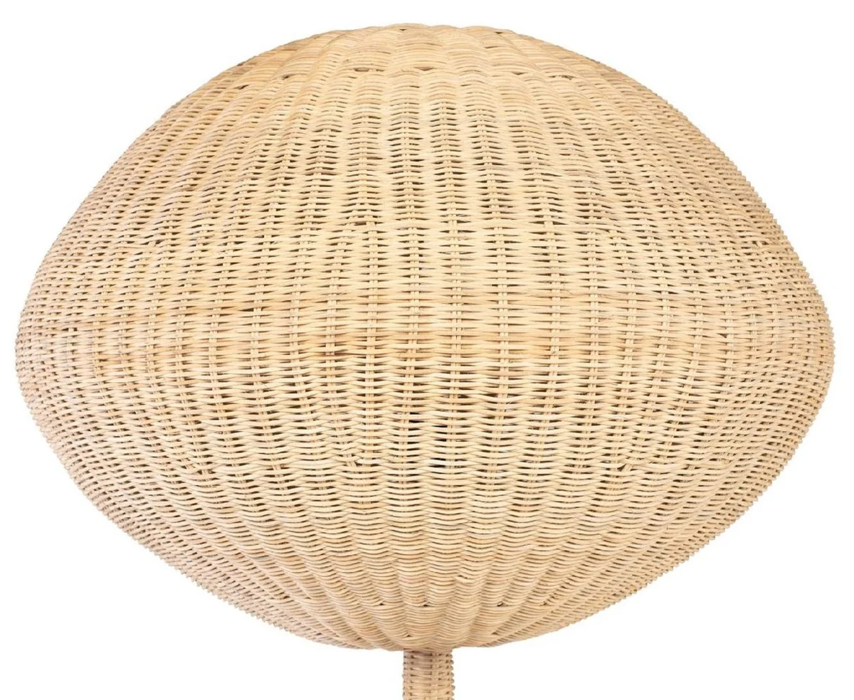 Casa Padrino lámpara de pie de diseño de lujo natural Ø 70 x A. 177 cm - Lámpara de pie redonda de ratán - Lámpara de pie de salón - Luces de lujo - Lámparas de pie de lujo