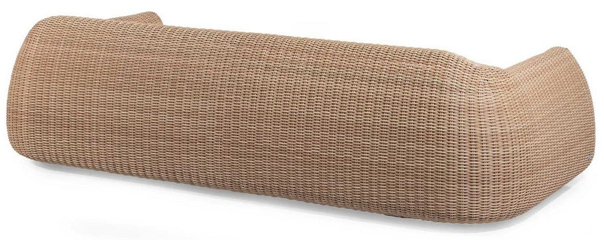 Casa Padrino sofá de jardín de lujo natural / blanco 256 x 124 x A. 72 cm - Sofá impermeable tejido a mano con cojines - Muebles de jardín modernos - Muebles de hotel