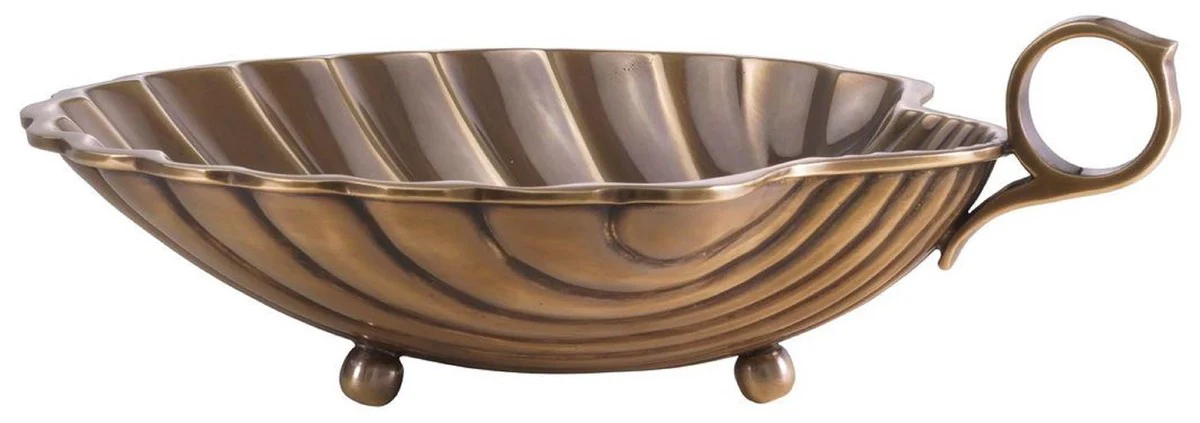 Casa Padrino Bandeja de Servicio de Lujo Lat¨®n Vintage 22,5 x 19,5 x A. 5,5 cm - Bandeja de Lat¨®n en Forma de Concha - Accesorios para Hoteles y Restaurantes - Calidad de Lujo