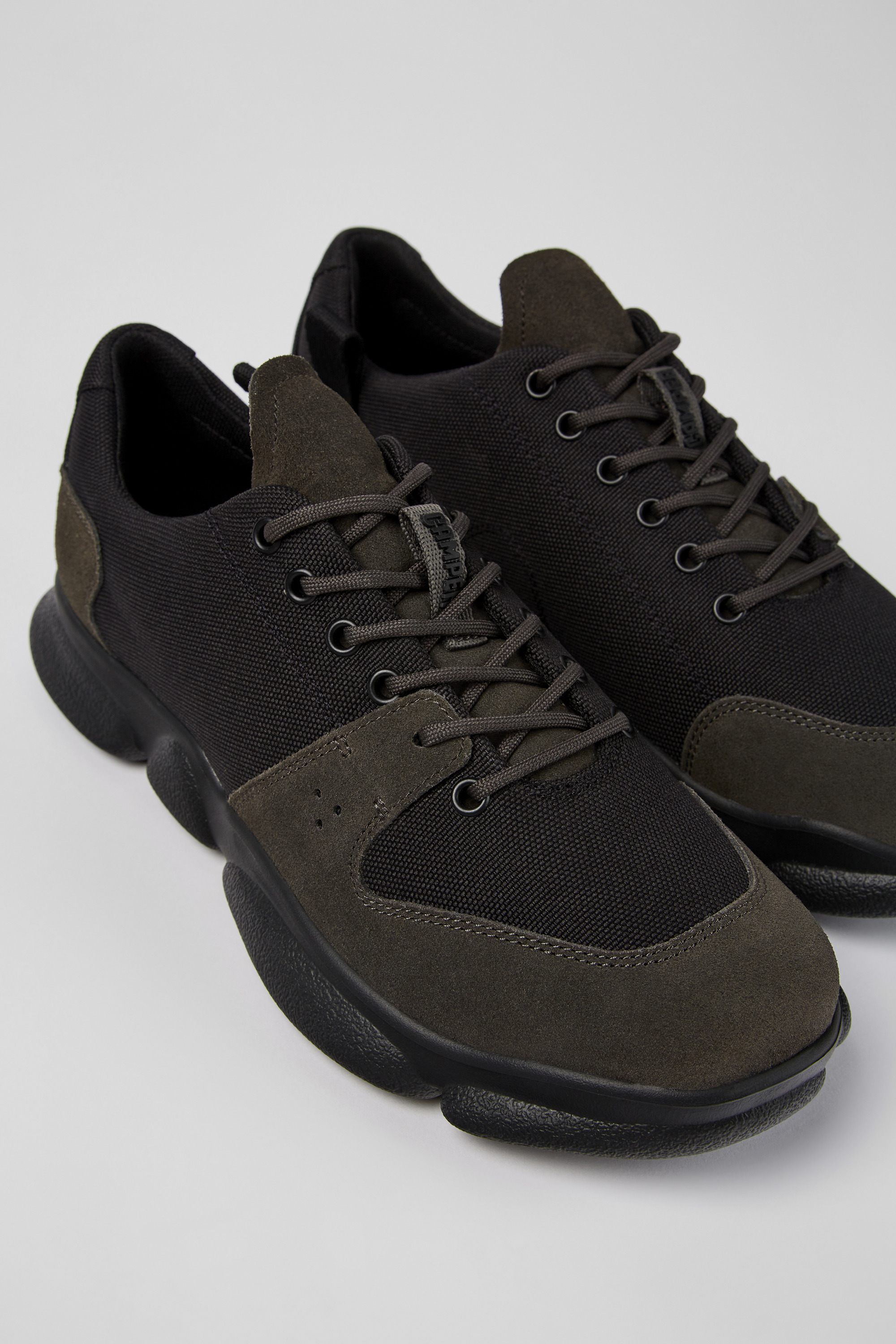 Karst - Black leather and recycled PET sneakers for men