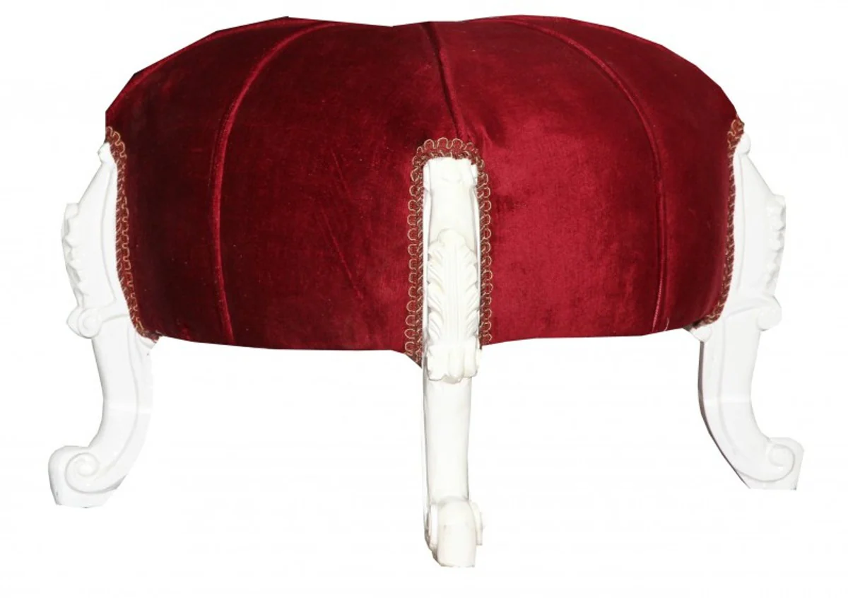 Casa Padrino barroco de heces - burdeos / blanco Rundhocker - muebles barrocos