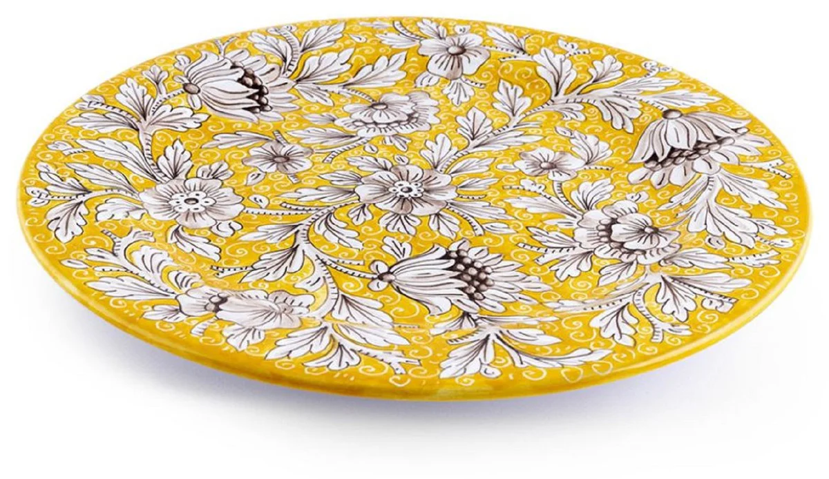 Casa Padrino conjunto de 6 platos de cerámica de lujo amarillo Ø 32 cm - Hecho en Italia