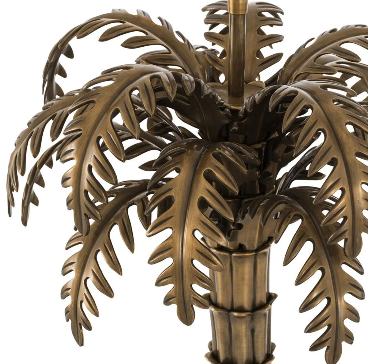 Casa Padrino lámpara de mesa de lujo latón vintage / verde Ø 65,5 x H. 114,5 cm - Lámpara de Sala de Estar con Diseño de Palmera