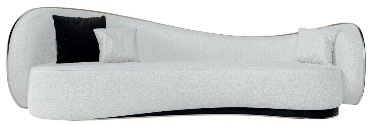 Casa Padrino sof¨¢ de lujo blanco / negro / plata 280 x 115 x A. 78 cm - Sof¨¢ de sal¨®n - Sof¨¢ de hotel - Muebles de sal¨®n - Muebles de hotel - Muebles de lujo