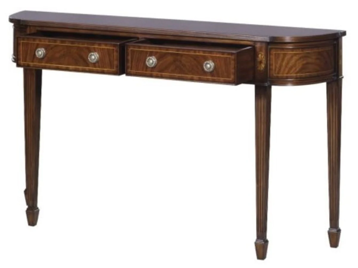 Casa Padrino Consola de Lujo Art Nouveau en Caoba Marr¨®n 130 x 30 x H. 78 cm - Consola con 2 Cajones en Estilo Art Nouveau Franc¨¦s