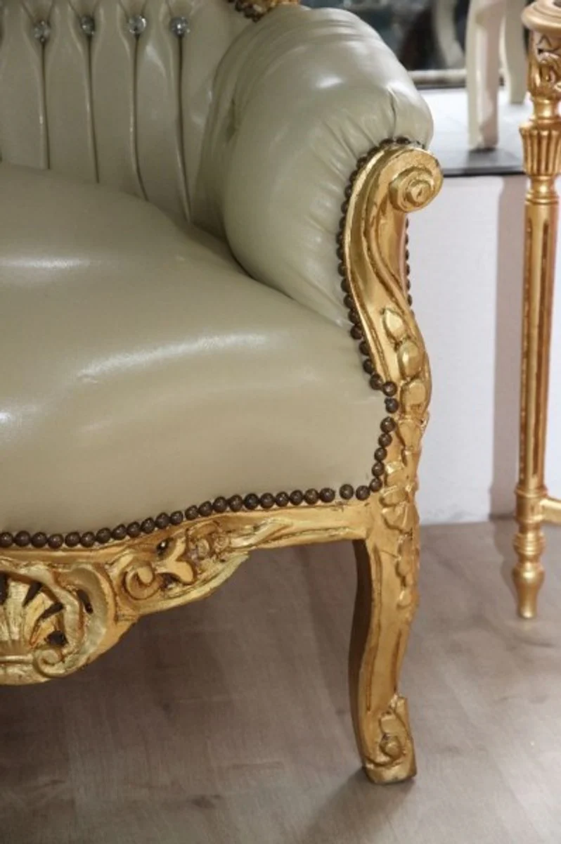Baroque Lounge Master cream leather look / Gold with Bling Bling Stones