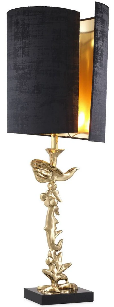 Casa Padrino lámpara de mesa de lujo latón / negro Ø 31 x A. 92 cm - Lámpara de escritorio moderna con base de granito - Colección de Lujo