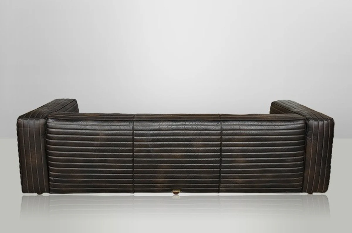 Casa Padrino luxury genuine leather sofa leather VLAB New Fudge - 3 Seater - Luxury Hotel Club Furniture