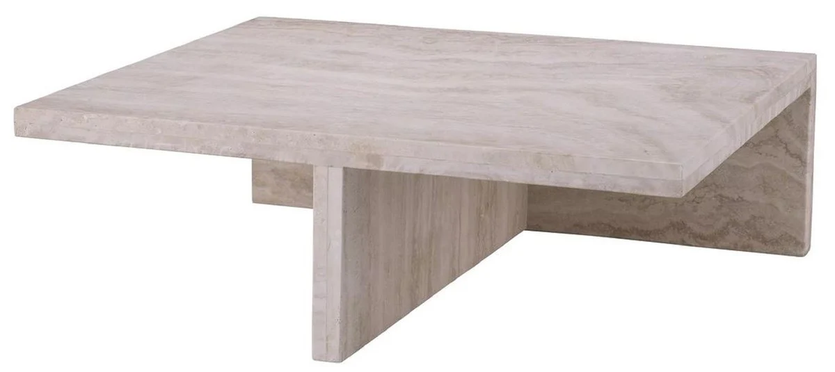 Casa Padrino mesa de centro de travertino de lujo beige 70 x 60 x A. 23,5 cm - Mesa de sal¨®n de piedra natural - Muebles de sal¨®n - Muebles de piedra natural - Muebles de lujo - Instalaci¨®n de lujo