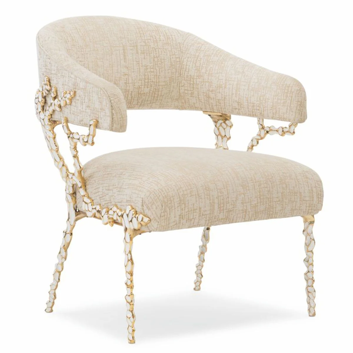 Casa Padrino Sill¨®n de Lujo Blanco / Oro Al. 83 cm - Muebles para Sala de Estar y Hotel