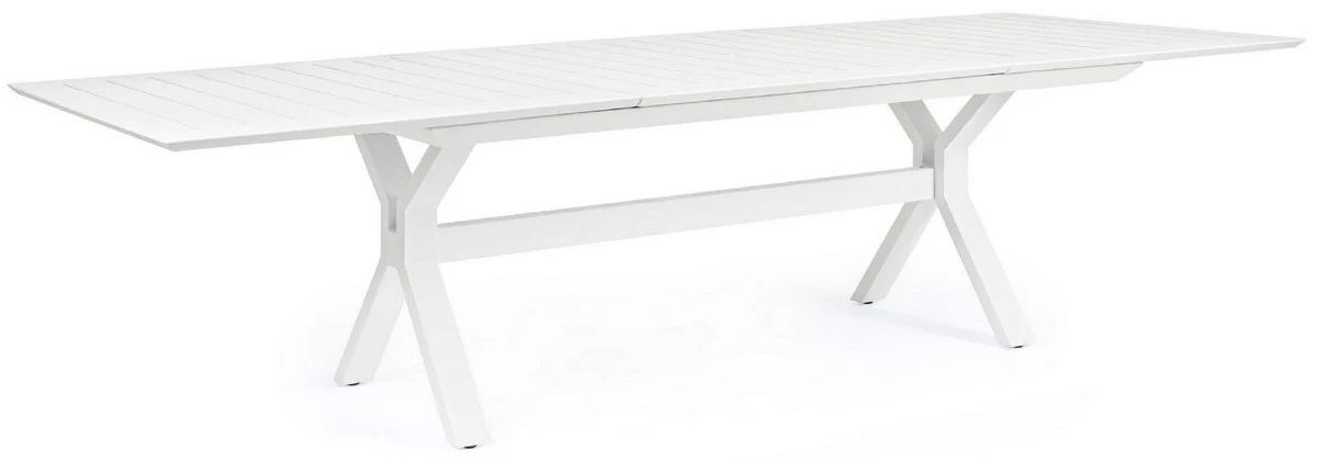 Casa Padrino mesa de jardín de lujo blanco 200-300 x 110 x A. 76 cm - Mesa de comedor extensible de aluminio con recubrimiento en polvo - Mesa de jardín y terraza - Muebles de jardín y terraza