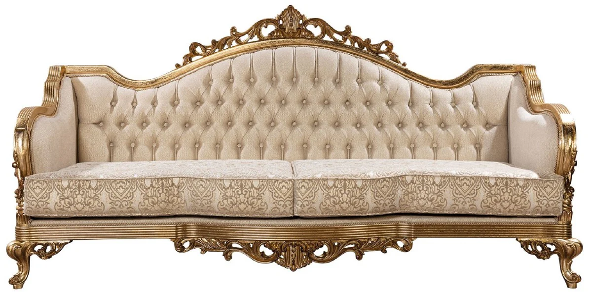 Casa Padrino sof¨¢ barroco de lujo oro patr¨®n / oro antiguo - Sof¨¢ de sal¨®n de estilo barroco con patr¨®n elegante - Muebles de sal¨®n de lujo en estilo barroco - Muebles barrocos