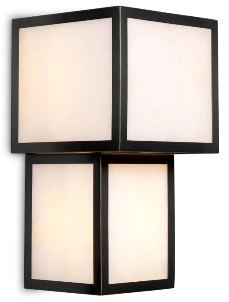 Casa Padrino l¨¢mpara de pared de lujo acabado negro / alabastro L. 22 cm x P. 22 cm x A. 41 cm - Luces de Lujo