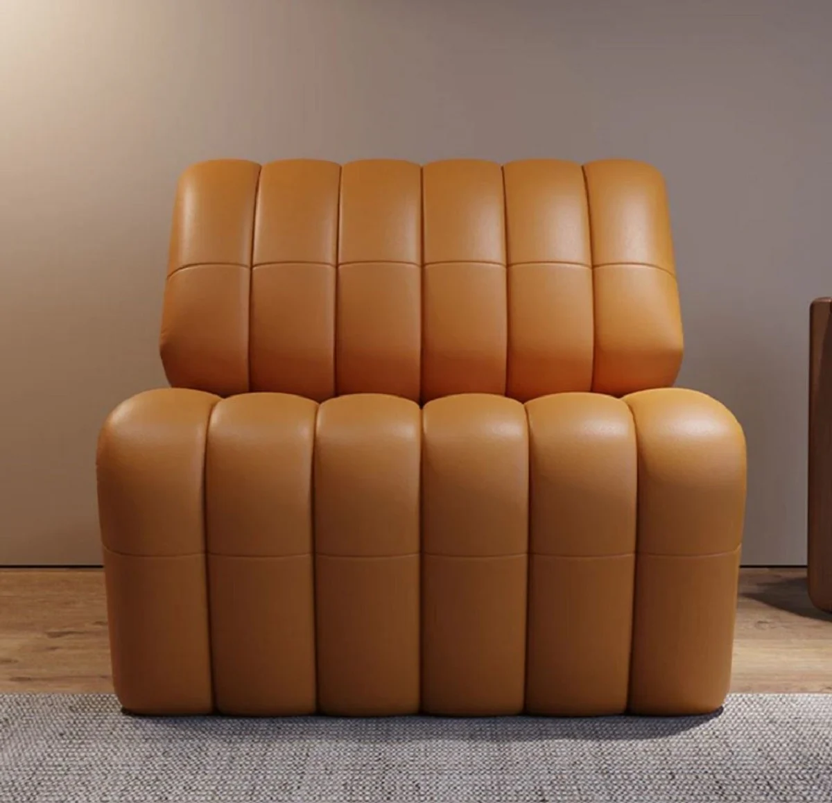 Casa Padrino Sill¨®n de Cuero de Dise?o de Lujo Marr¨®n 75 x 135 x A. 80 cm - Sill¨®n de Sal¨®n de Cuero Genuino - Muebles de Sal¨®n - Muebles de Hotel - Calidad de Lujo - Hecho en Italia