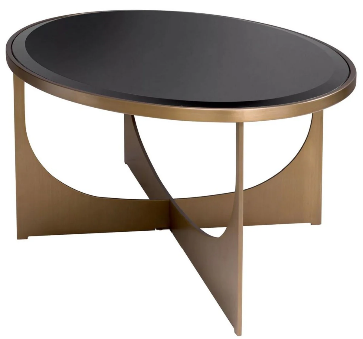 Casa Padrino mesa de centro de lujo lat¨®n / negro 101,5 x 41,5 x A. 78,5 cm - Mesa de centro ovalada de acero inoxidable con tapa de vidrio - Muebles de lujo - Muebles de sal¨®n - Interiores de lujo