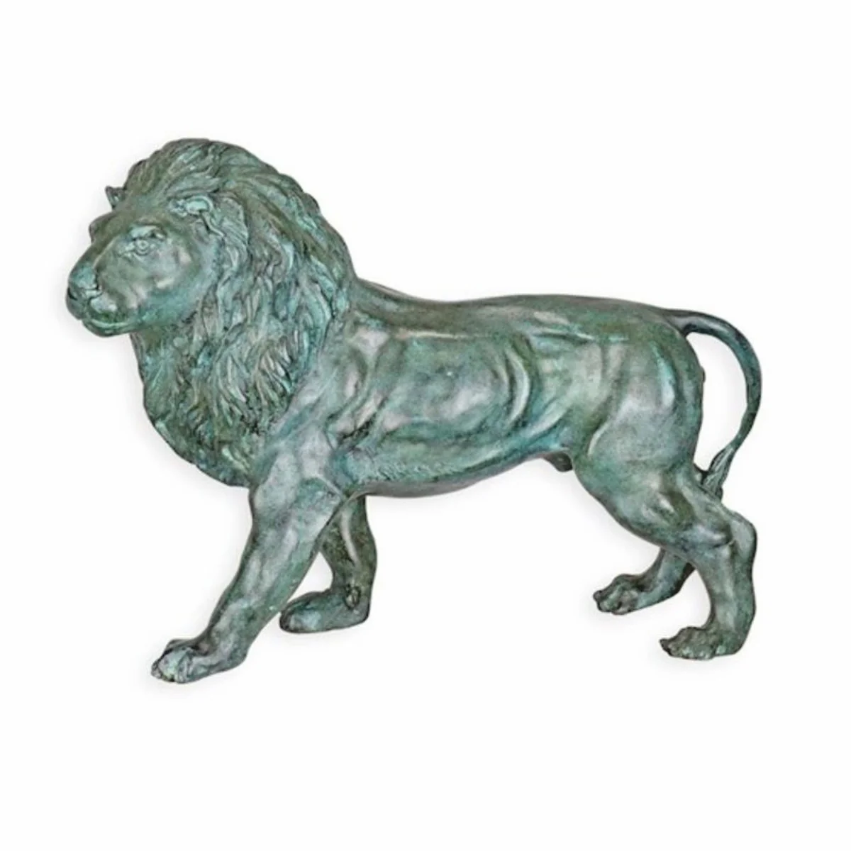 Casa Padrino escultura decorativa de bronce le¨®n lado derecho turquesa / gris 32,7 cm - Decoraci¨®n de escritorio