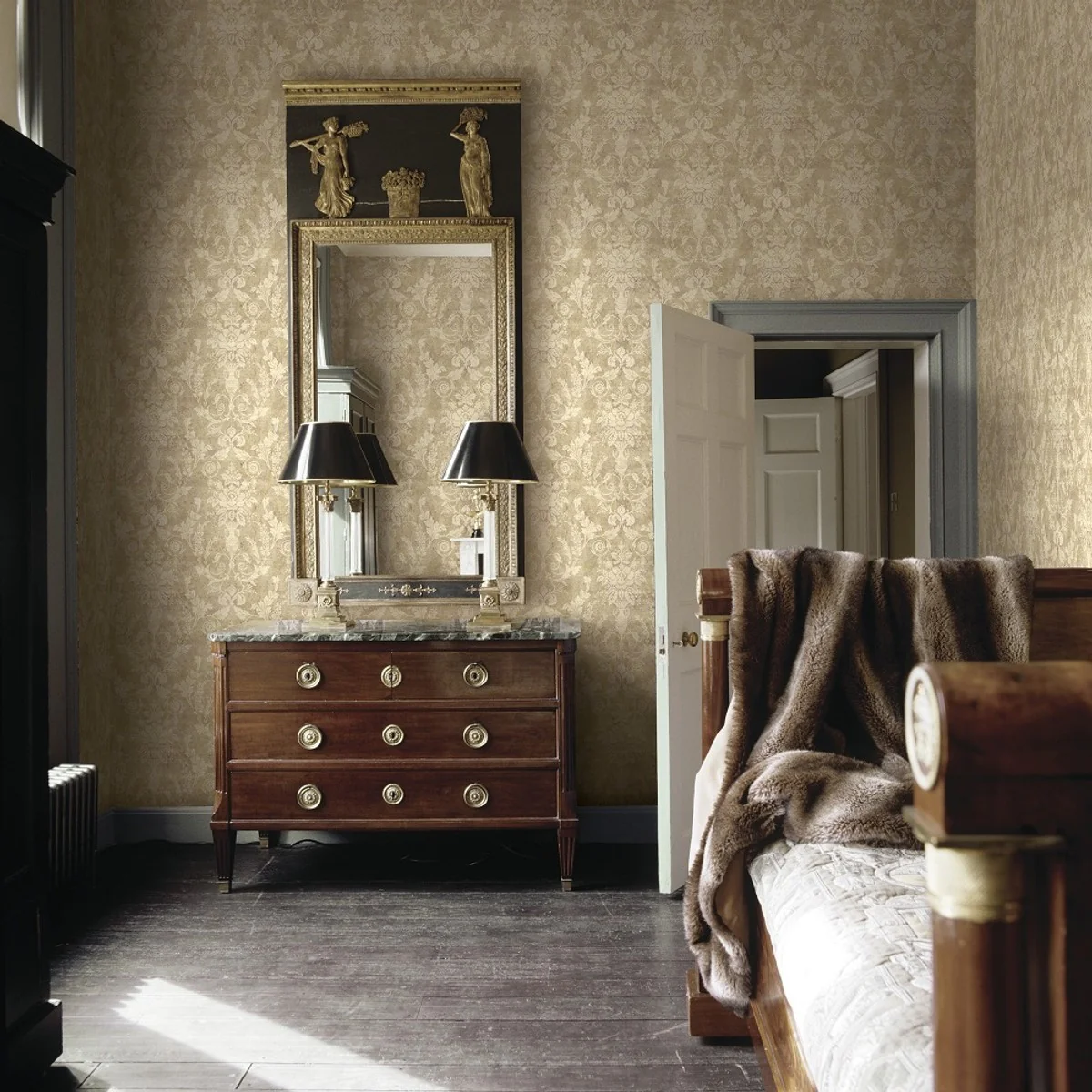 Casa Padrino Papel Tapiz de Papel Barroco Beige / Oro - 10,00 x 0,52 m - Papel Tapiz con Elegante Diseño en Estilo Barroco