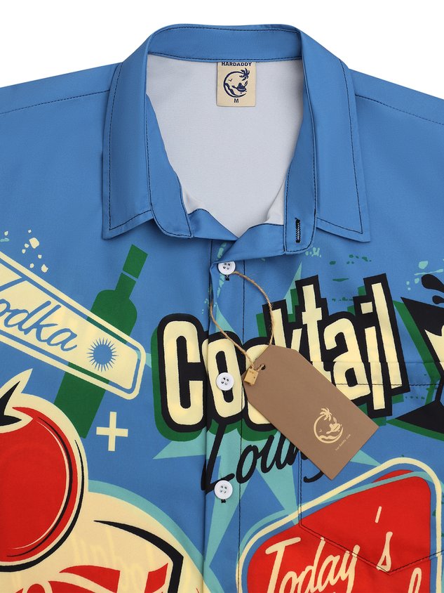 Cocktail Chest Pocket Short Sleeve Hawaiian Shirt