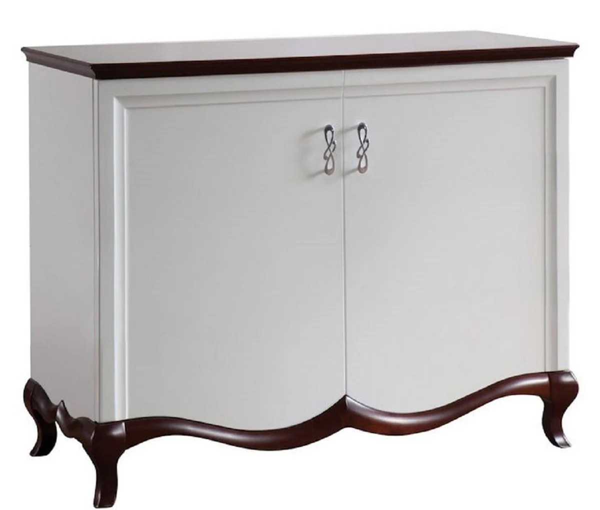 Casa Padrino Armario Art Deco de Lujo con 2 Puertas Blanco / Marr¨®n Oscuro 114 x 46,5 x H. 90,2 cm - Muebles de Lujo