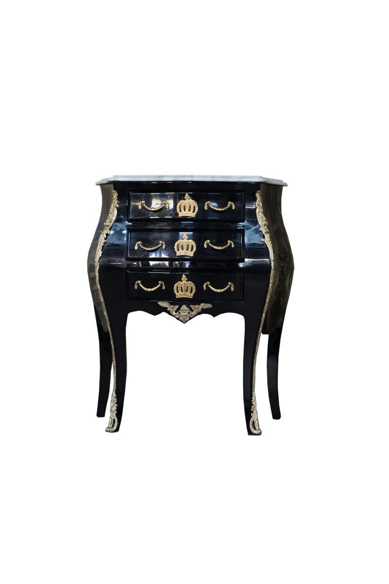 Pomp??s by Casa Padrino baroque chest with 3 drawers and marble top black / gold / white - Pomp??s baroque chest of drawers designed by Harald Gl??ckler