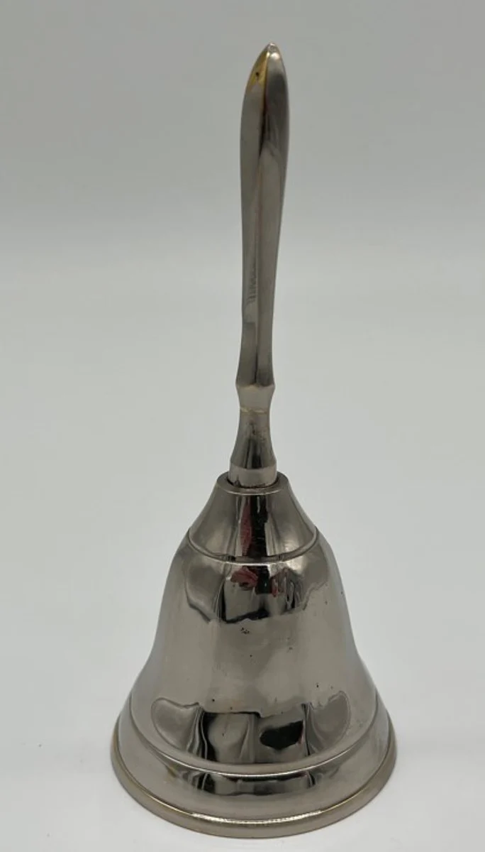 Casa Padrino campana de mano latón niquelado Ø 4,5 x A. 11 cm - campana de mesa - campana de servicio - campana de gastronomía - campana de hotel - accesorios de decoración de hotel y gastronomía