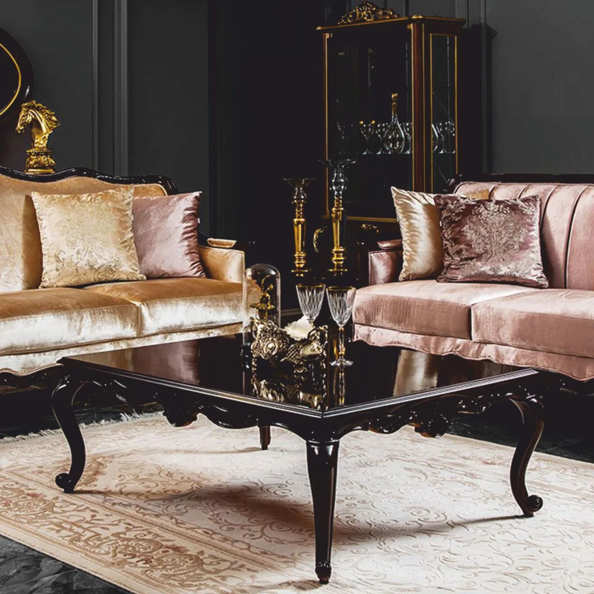 Casa Padrino mesa de centro barroco de lujo marr¨®n oscuro 124 cm - Muebles barrocos