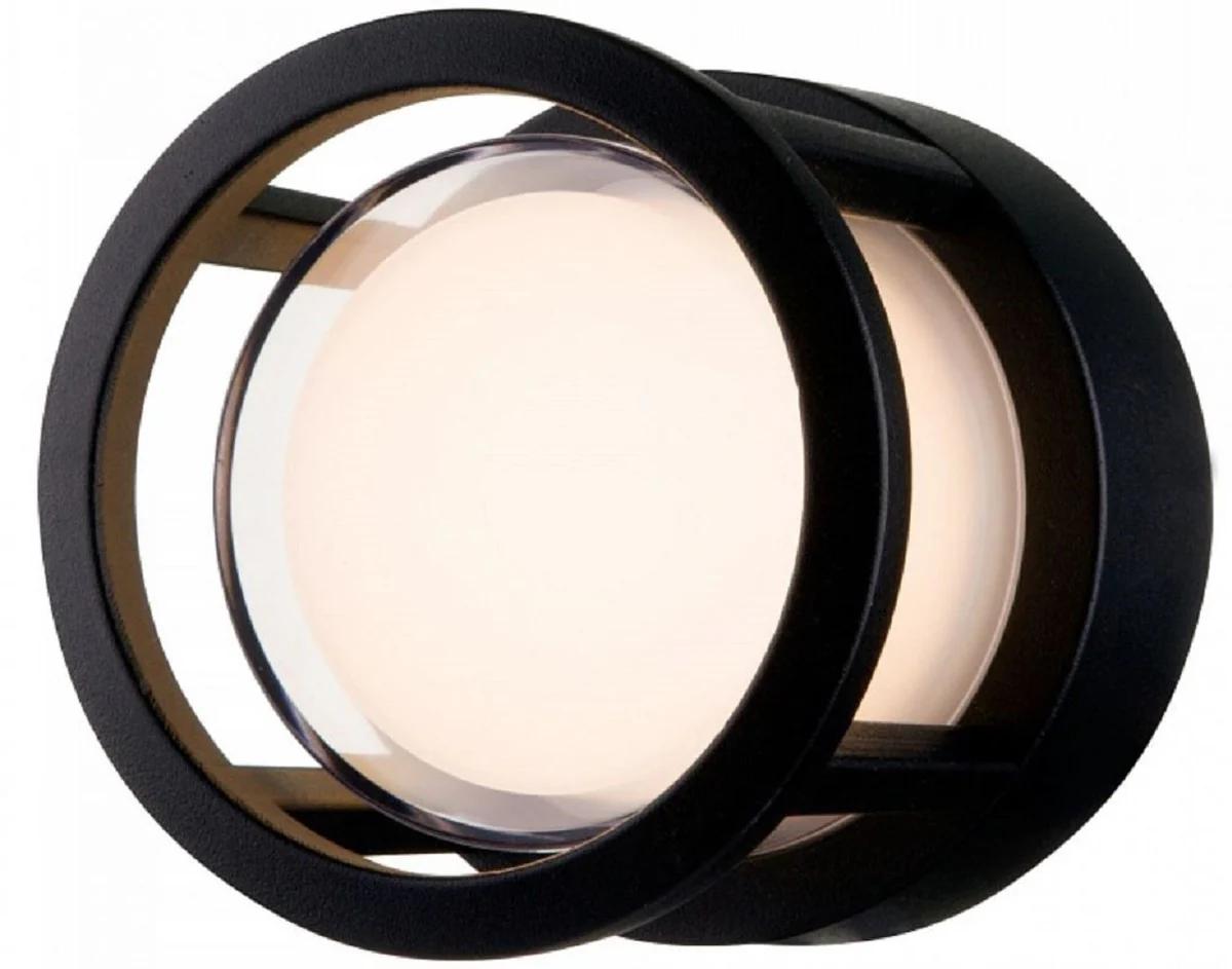 Casa Padrino aplique LED para exterior negro Ø 10,8 cm - Lámpara de jardín resistente a la intemperie - Lámpara de terraza - Iluminación moderna de jardín y patio