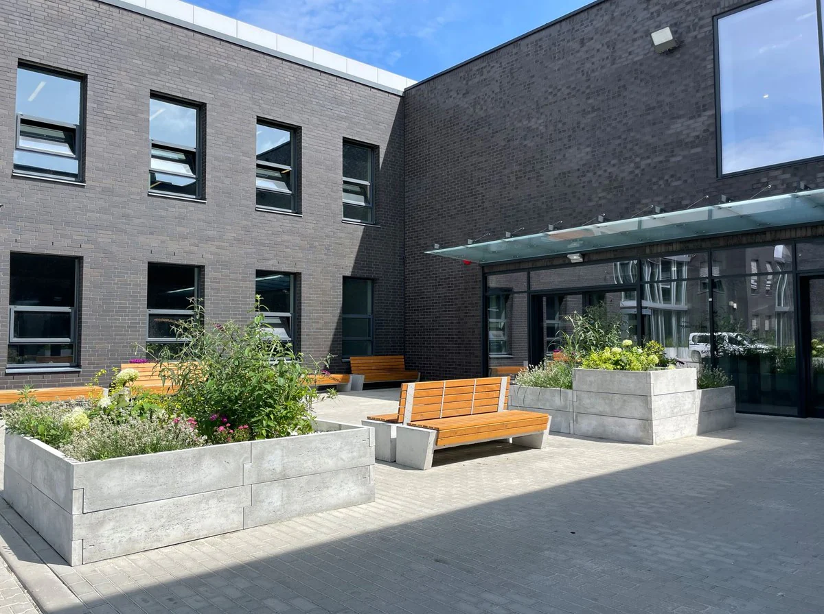 Casa Padrino banco de parque - banco urbano natural / gris 200 cm