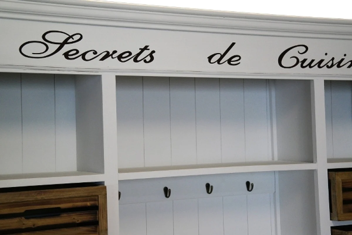 Casa Padrino Country Style Kitchen Cabinet Antique White / Natural Colors 160 x 43 x H. 218 cm - Country Style Kitchen Furniture