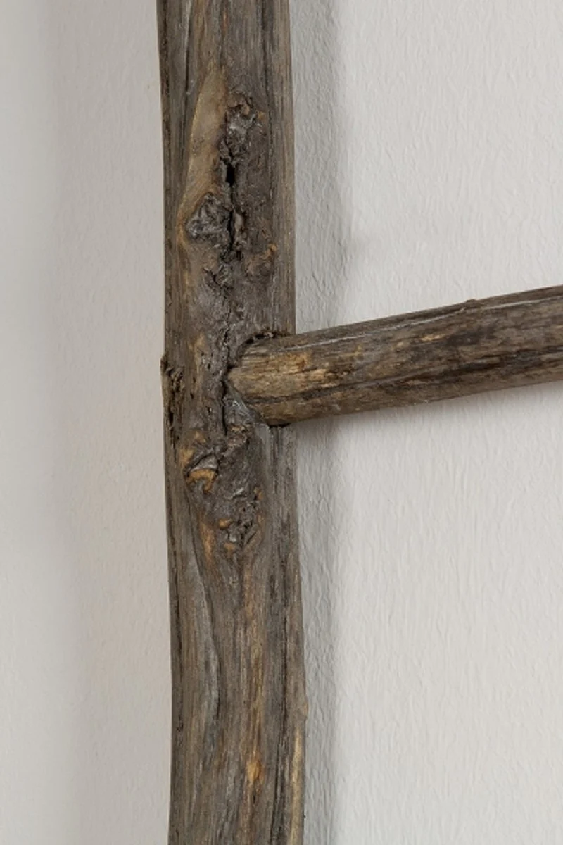 Casa Padrino escalera de madera de estilo campestre natural 37 x 4 x H. 160 cm - Escalera Hecha a Mano con 4 Peldaños