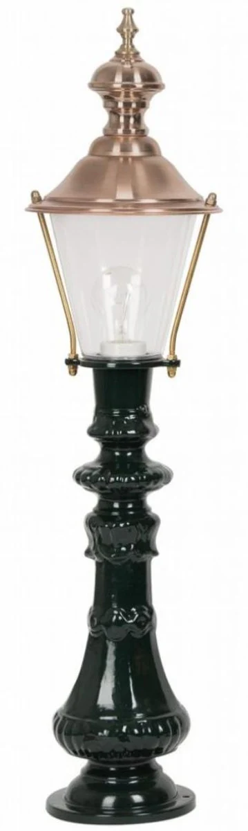 Casa Padrino Linterna de jardín Art Nouveau Verde / Cobre Ø 19 x H. 80 cm - Terrazas Ajardinadas a Prueba de Intemperie Luz Exterior