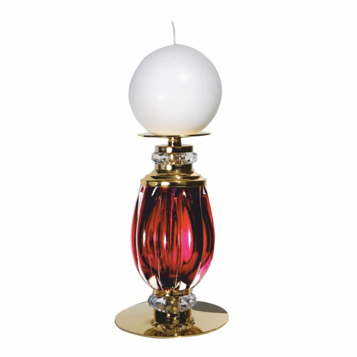 Casa Padrino portavela de cristal de lujo rojo rub¨ª / oro A. 18 cm - Hecho en Italia