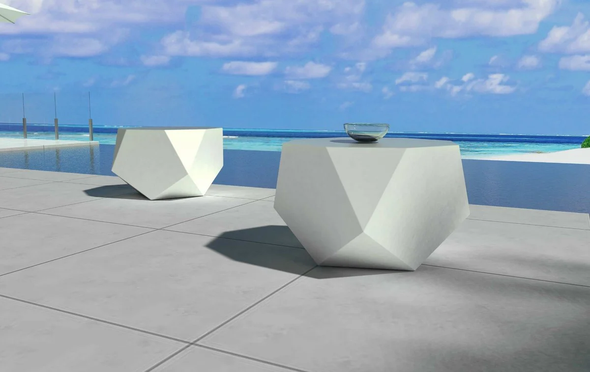 Casa Padrino mesa de jardín de lujo blanco mate 77 x 77 x A. 46 cm - Mesa baja resistente a la intemperie - Muebles Mesa de Jardín de Terraza - Colección de Lujo