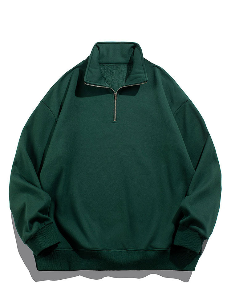 Half Zip Teddy Faux Fur Lined Sweatshirt