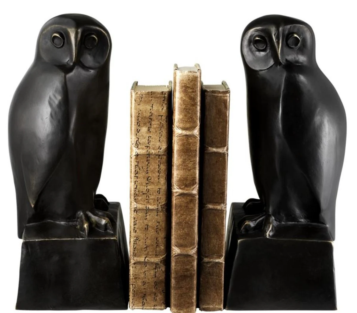Casa Padrino sujetalibros búho de bronce diseñador de juego de 2 - figuras de bronce de lujo