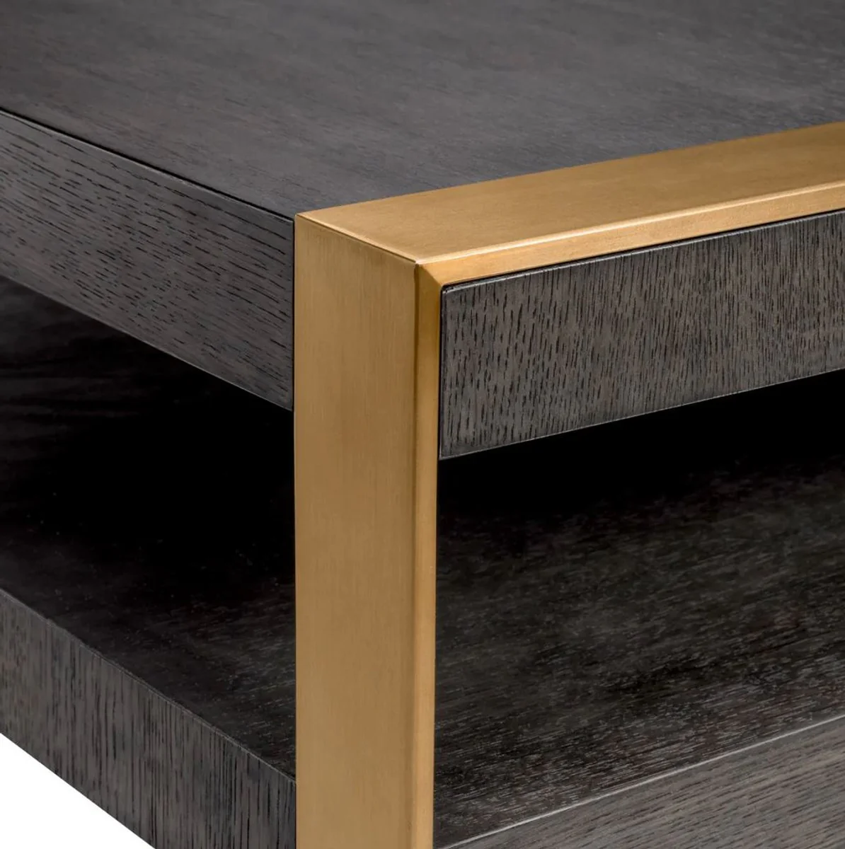 Casa Padrino mesa de centro de lujo moca / lat¨®n 150 x 150 x A. 42,5 cm - Mesa de sal¨®n cuadrada - Muebles de sal¨®n - Muebles de madera maciza - Muebles de lujo