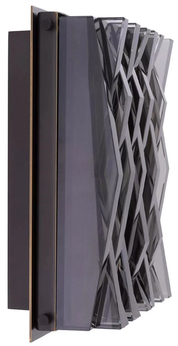 Casa Padrino lámpara de pared de lujo bronce / gris 24 x 9 x A. 24 cm - Elegante aplique de metal con pantalla de vidrio - Lámparas de Lujo