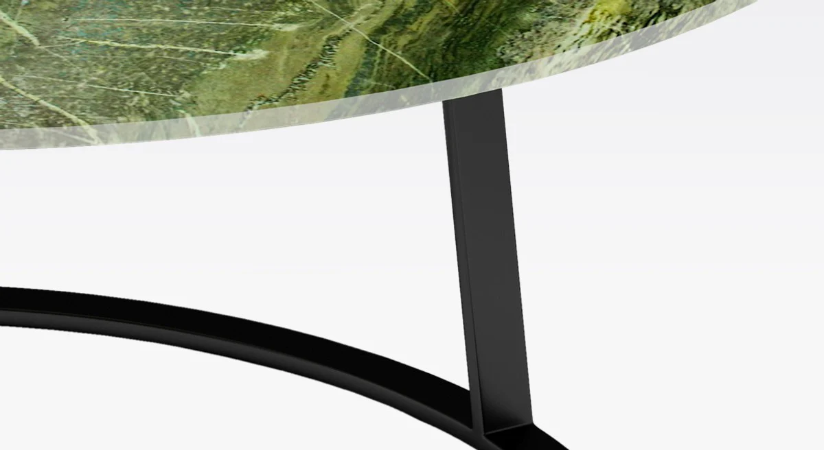 Casa Padrino mesa de centro de lujo negro / verde ? 77 x A. 40 cm - Mesa de sal¨®n redonda con encimera de m¨¢rmol - Muebles de sala - Muebles de Lujo