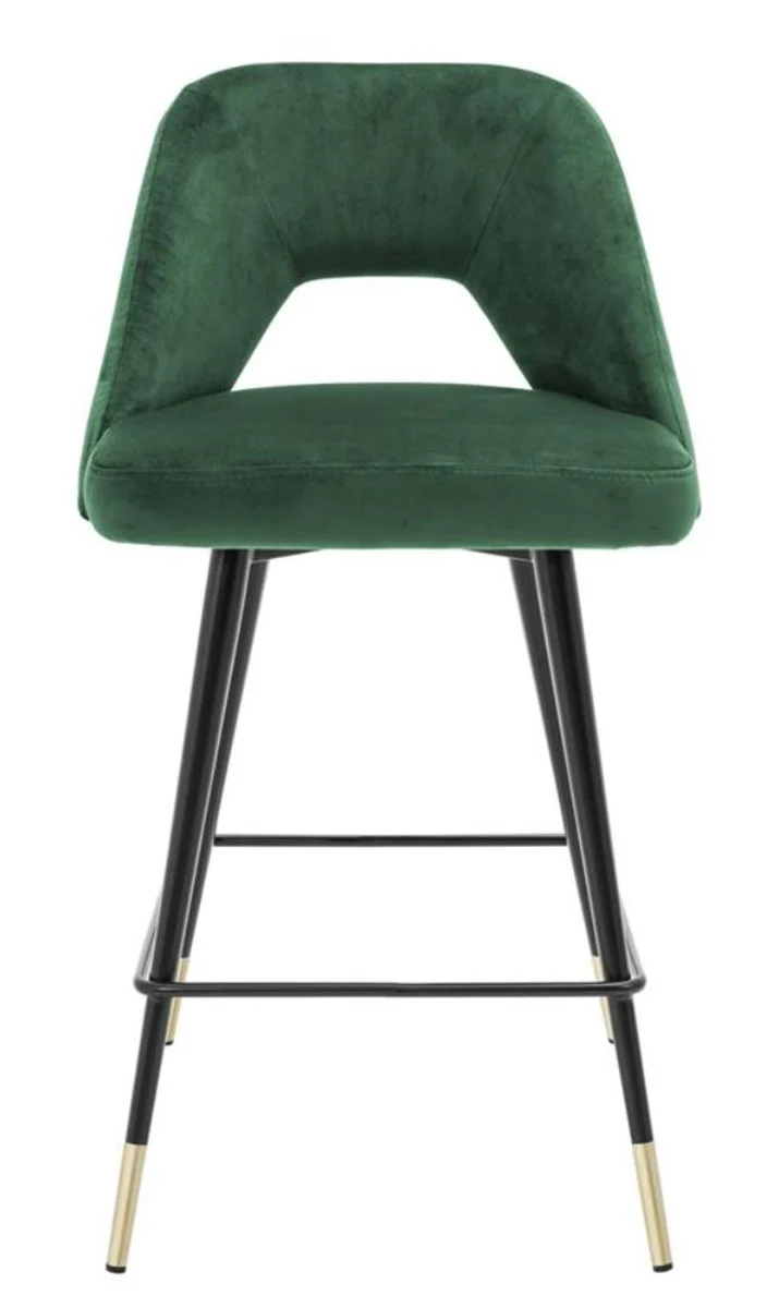Casa Padrino taburete de bar de lujo verde / negro 50 x 50 x H. 90 cm - Taburete de Bar de Lujo con Respaldo