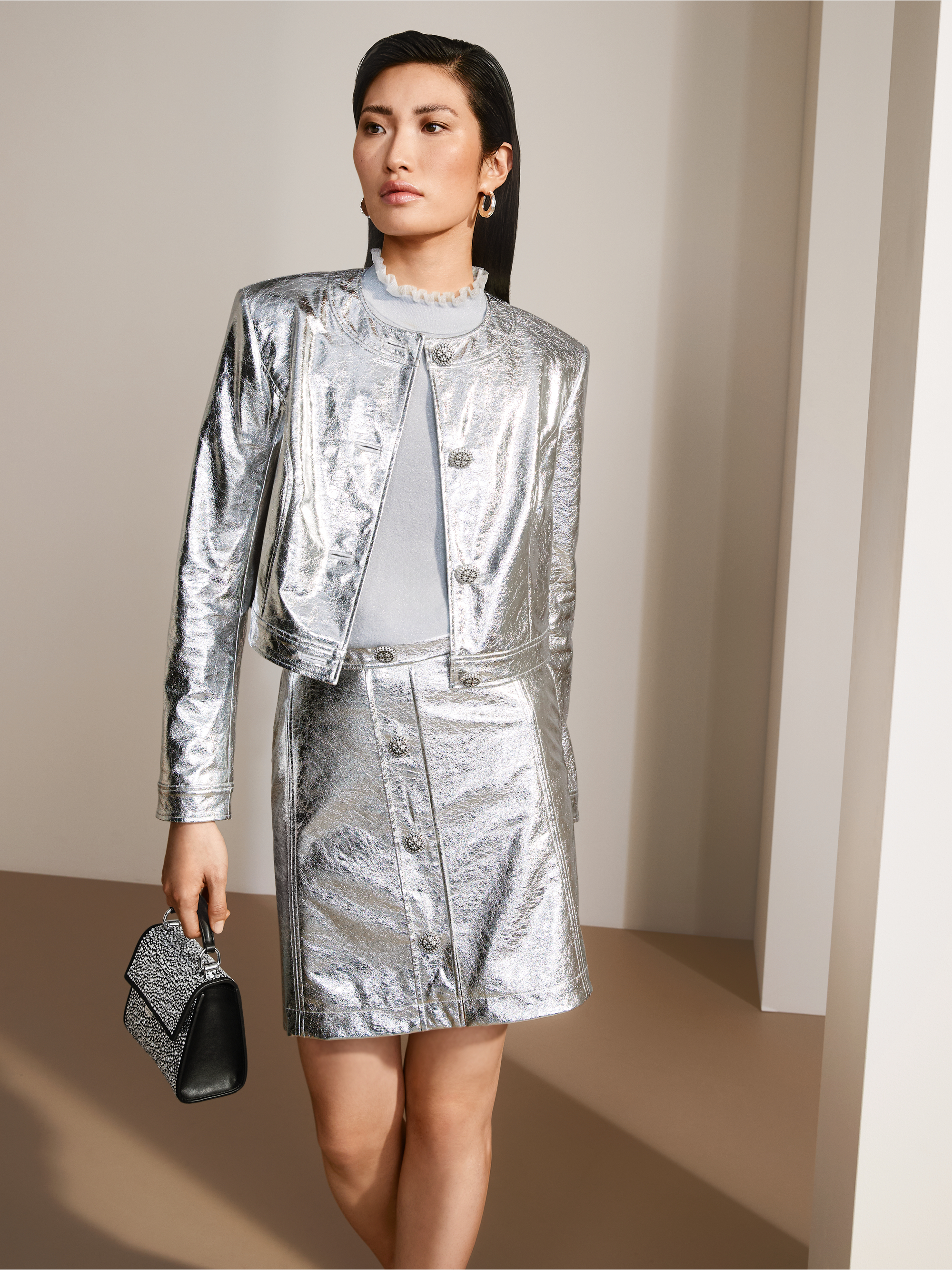 Marc-Cain Short-sleeve pullover in glitter elegance