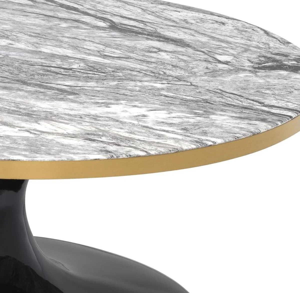 Casa Padrino Mesa de Centro de Lujo Gris / Latón / Negro Ø 90 x H. 41 cm - Mesa de Salón Redonda