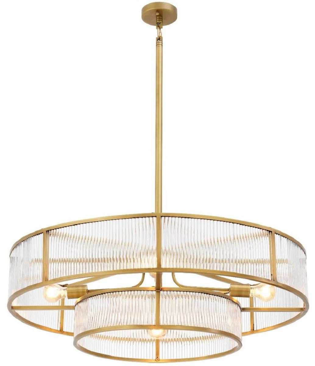 Casa Padrino araña de luces de lujo latón antiguo Ø 90 x H. 27 cm - Araña de Luces Redonda - Calidad de Lujo