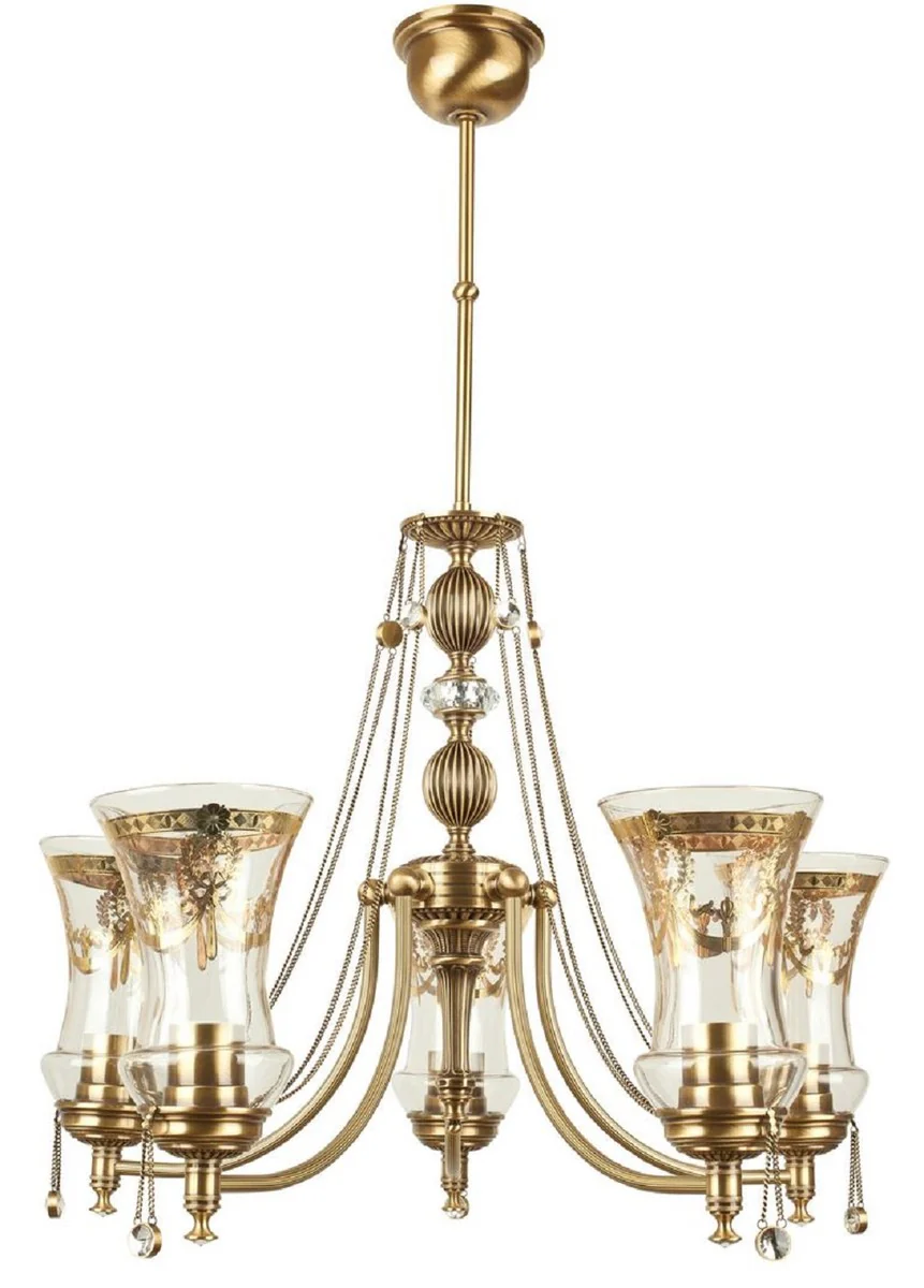 Casa Padrino araña de luces de cristal barroco de lujo latón con pátina Ø 60 x A. 60 cm - Magnífica lámpara de araña de salón de estilo barroco - Noble y magnífica