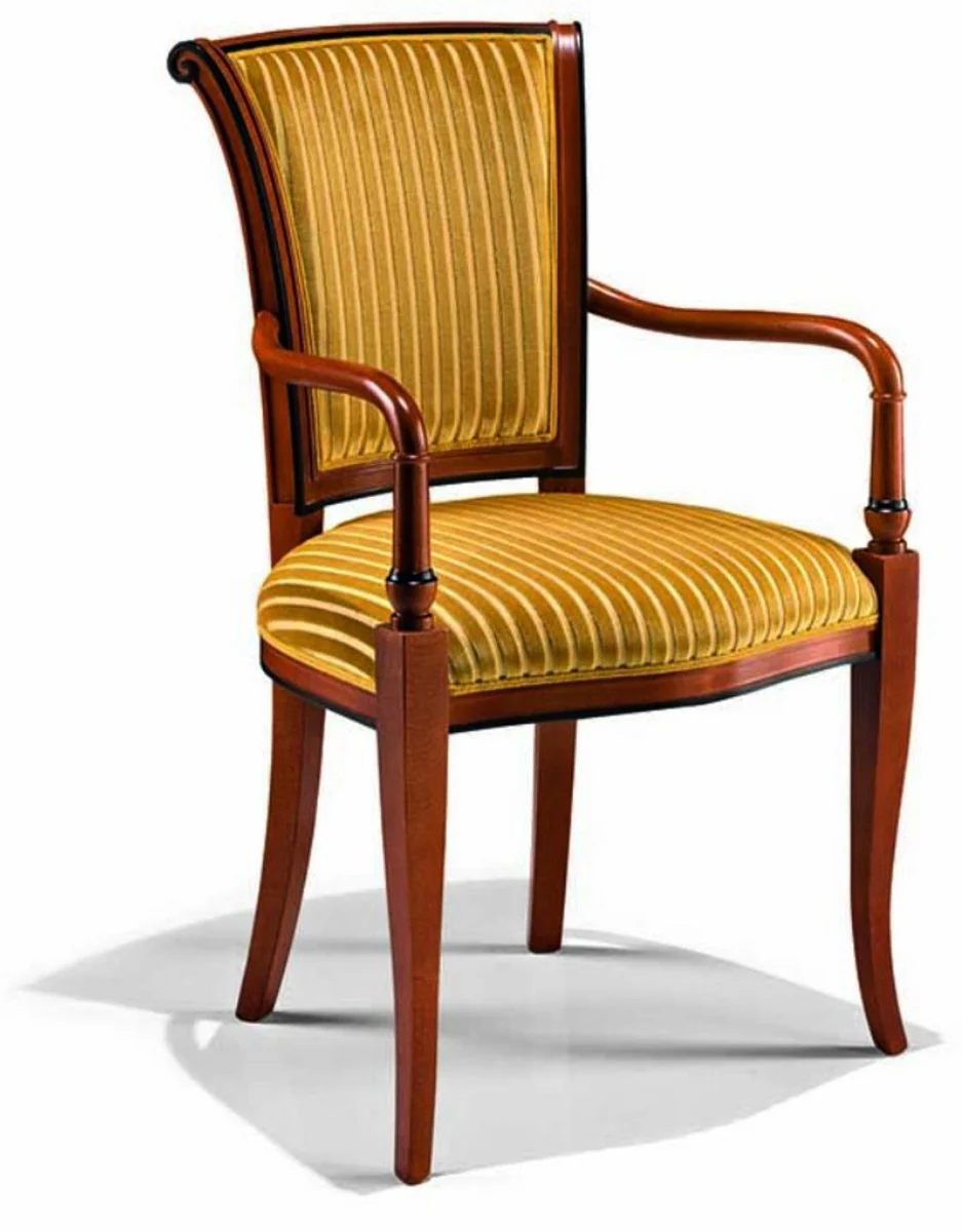 Casa Padrino Silla de Comedor Barroco de Lujo con Reposabrazos Oro / Marr¨®n - Muebles Barrocos Italianos