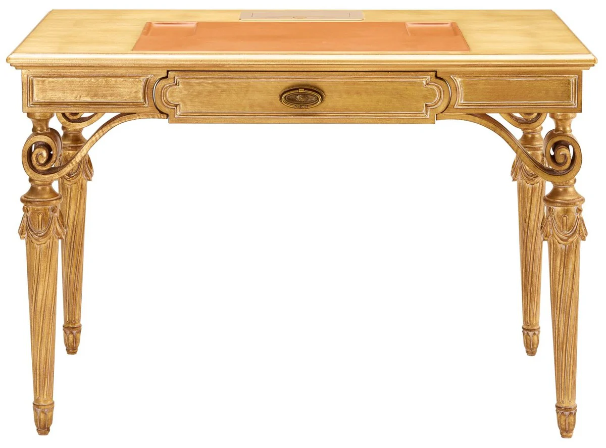 Casa Padrino Secretario Barroco de Lujo Oro 113 cm - Muebles de oficina barrocos - Hecho en Italia