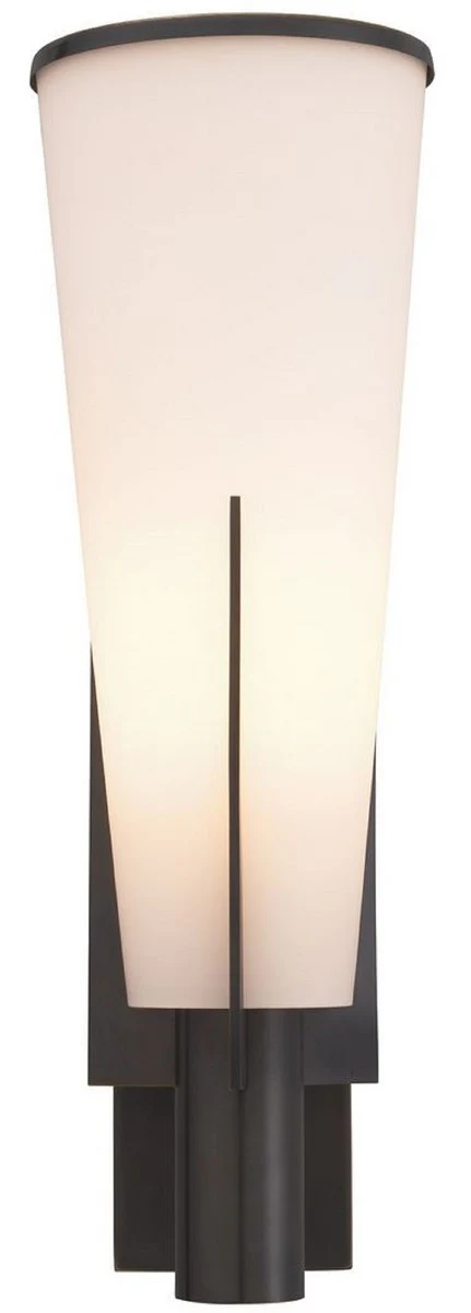 Casa Padrino lámpara de pared de lujo bronce / blanco 13 x 19 x A. 40,5 cm - Elegante aplique de metal con pantalla de vidrio - Lámparas de Lujo