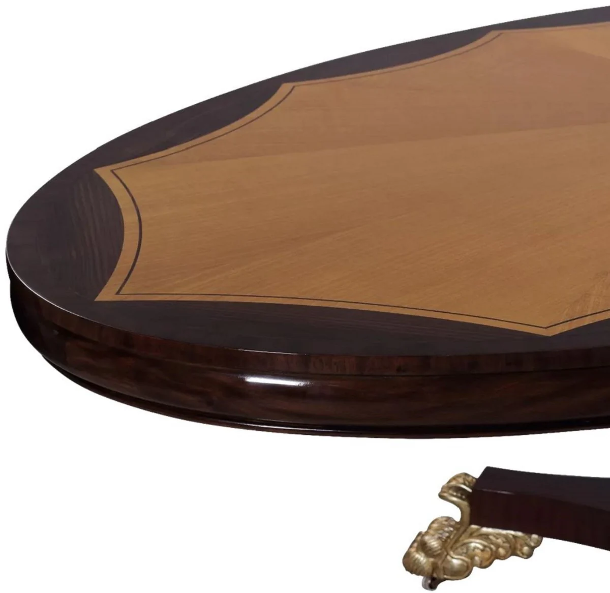 Casa Padrino mesa de comedor barroco de lujo marr¨®n oscuro / natural / plata - Mesa de cocina ovalada de madera maciza de estilo barroco - Muebles de comedor de lujo en estilo barroco