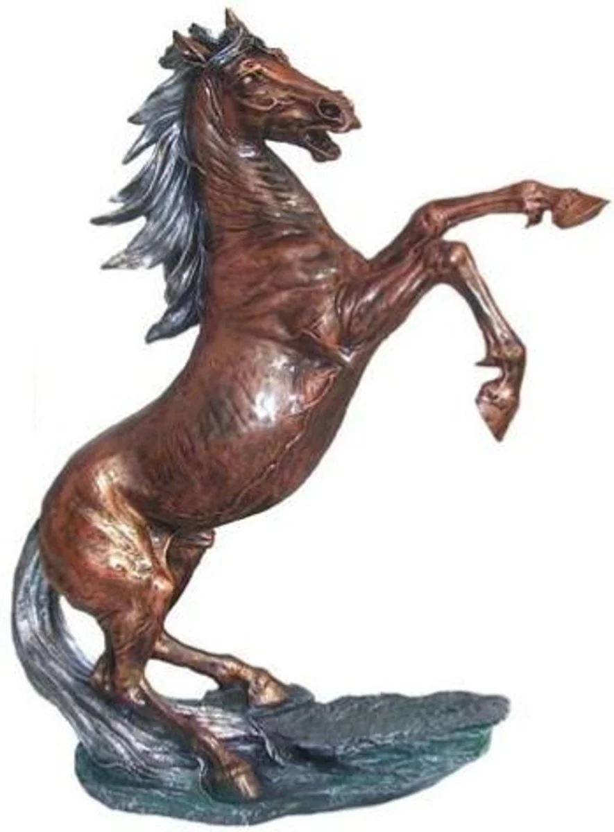 Casa Padrino figura decorativa Caballo Salvaje bronce / plata A. 92 cm - Escultura de decoración resistente a la intemperie - Decoración de salón - Decoración de jardín - Decoración de diseño
